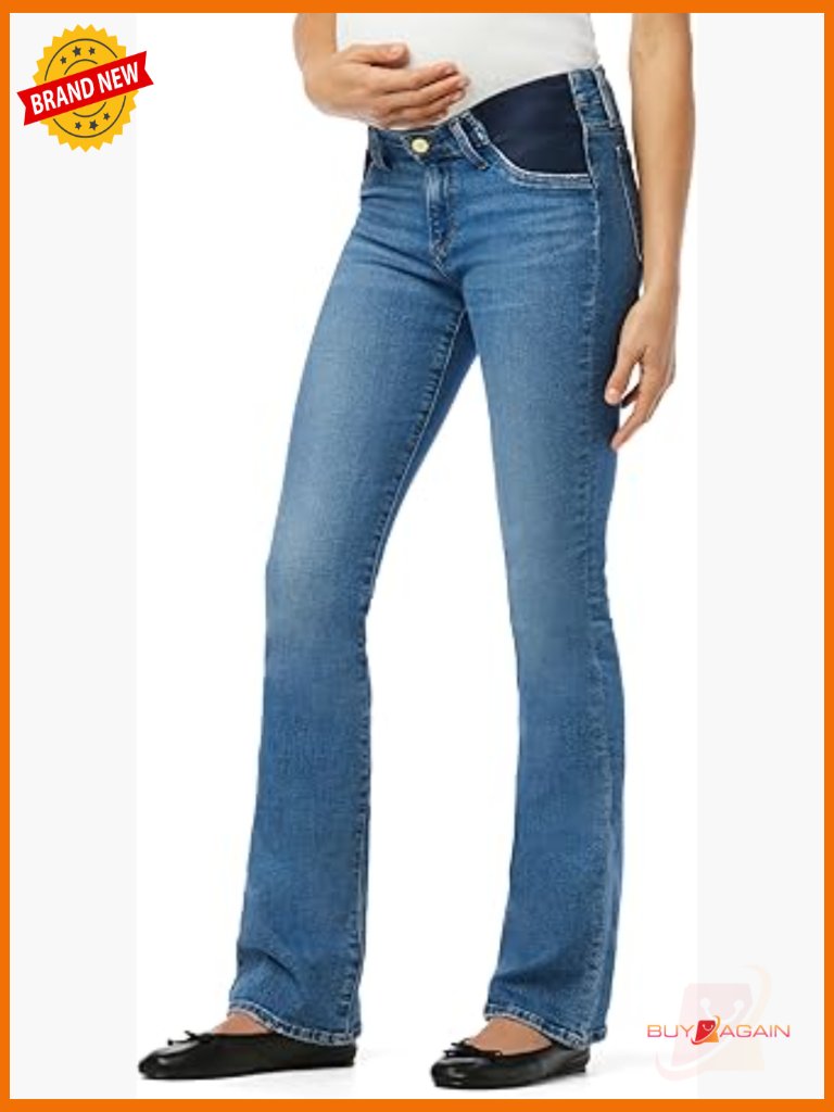 Mid Rise Bootcut Maternity Jeans Stretch Denim 2 Pockets